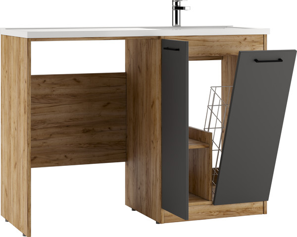 Изображение товара Тумба под умывальник Домино Космос 120 Craft с корзиной