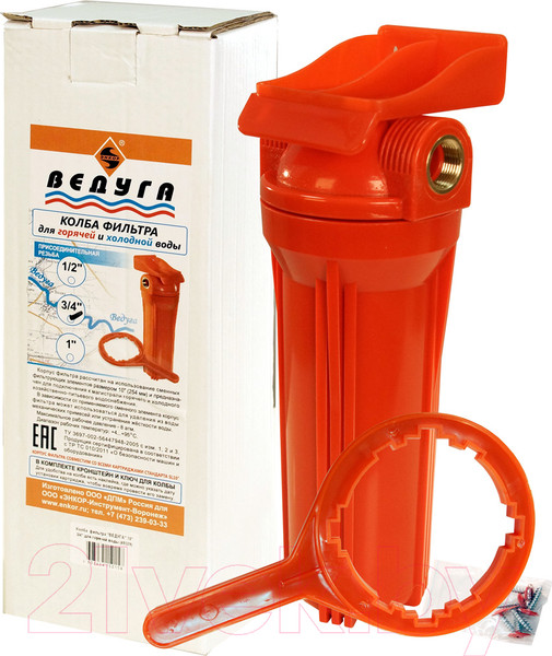 Изображение товара Корпус магистрального фильтра Энкор Ведуга SL10" 3/4" / 69329 (для горячей воды)
