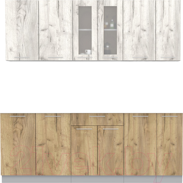 Изображение товара Кухонный гарнитур Интерлиния Мила 21 без столешницы (дуб белый/дуб золотой)