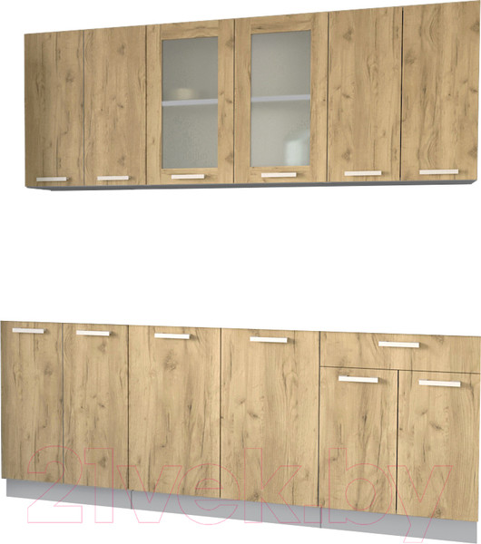 Изображение товара Кухонный гарнитур Интерлиния Мила 20-60 без столешницы (дуб золотой)