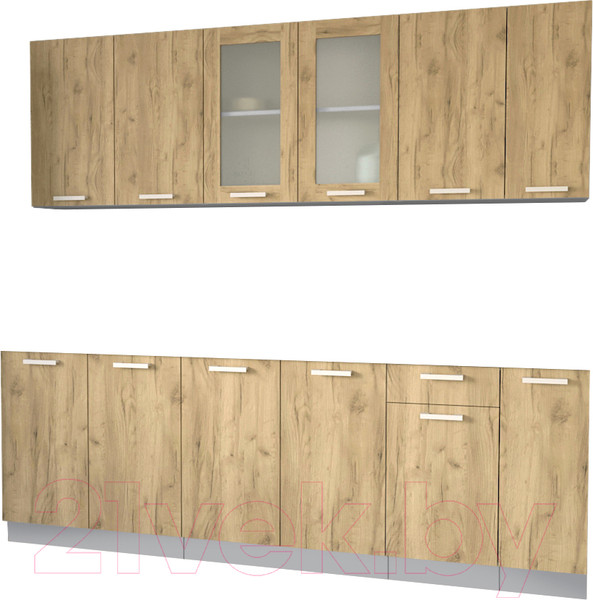 Изображение товара Кухонный гарнитур Интерлиния Мила 23 без столешницы (дуб золотой)