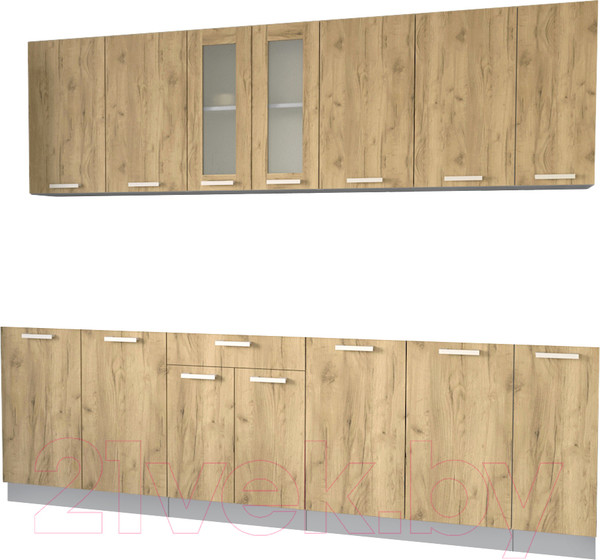Изображение товара Кухонный гарнитур Интерлиния Мила 25 без столешницы (дуб золотой)