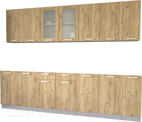 Изображение товара Кухонный гарнитур Интерлиния Мила 27 без столешницы (дуб золотой)