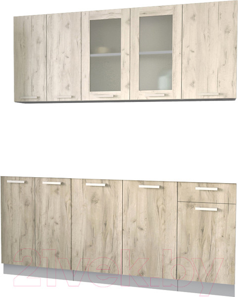 Изображение товара Кухонный гарнитур Интерлиния Мила 18-60 без столешницы (дуб белый/дуб серый)