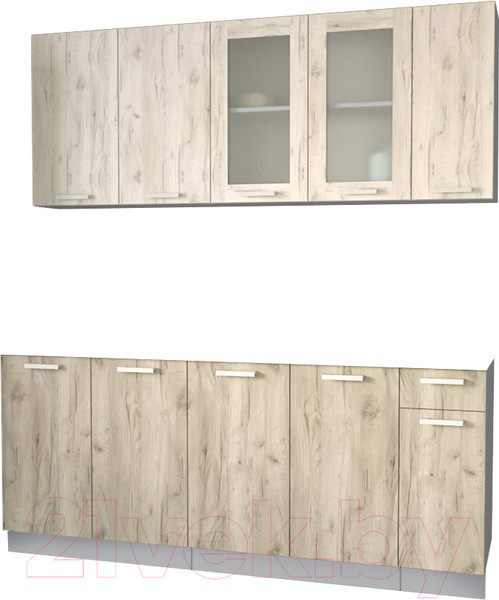 Изображение товара Кухонный гарнитур Интерлиния Мила 19 без столешницы (дуб белый/дуб серый)