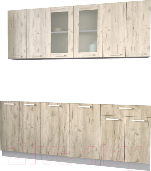 Изображение товара Кухонный гарнитур Интерлиния Мила 20-60 без столешницы (дуб белый/дуб серый)