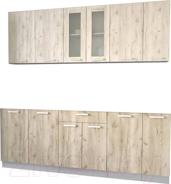 Изображение товара Кухонный гарнитур Интерлиния Мила 21 без столешницы (дуб белый/дуб серый)