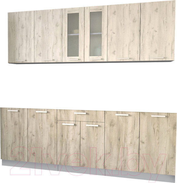 Изображение товара Кухонный гарнитур Интерлиния Мила 22 без столешницы (дуб белый/дуб серый)