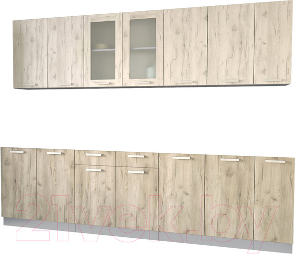 Изображение товара Кухонный гарнитур Интерлиния Мила 27 без столешницы (дуб белый/дуб серый)