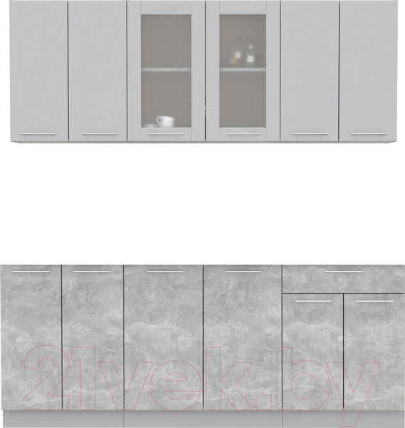 Изображение товара Кухонный гарнитур Интерлиния Мила 20-60 без столешницы (серебристый/бетон)