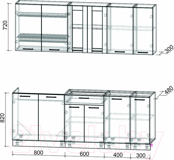 Изображение товара Кухонный гарнитур Интерлиния Мила 21 без столешницы (бетон/бетон)