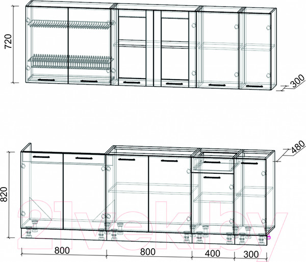 Изображение товара Кухонный гарнитур Интерлиния Мила 23 без столешницы (бетон/бетон)