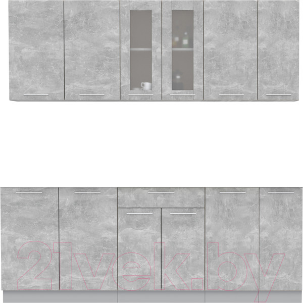 Изображение товара Кухонный гарнитур Интерлиния Мила 21 без столешницы (бетон/бетон)