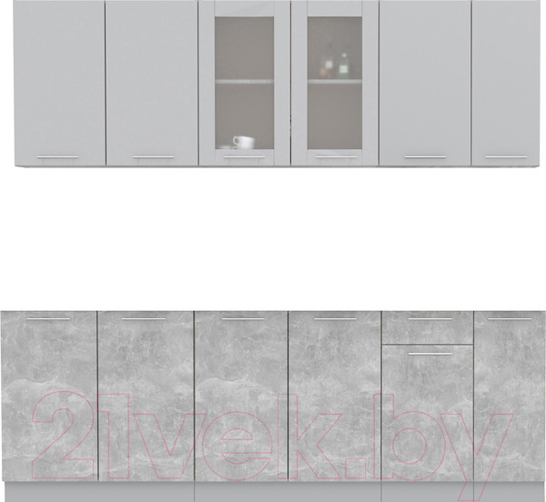 Изображение товара Кухонный гарнитур Интерлиния Мила 23 без столешницы (бетон/бетон)