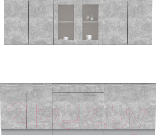 Изображение товара Кухонный гарнитур Интерлиния Мила 24 без столешницы (бетон/бетон)