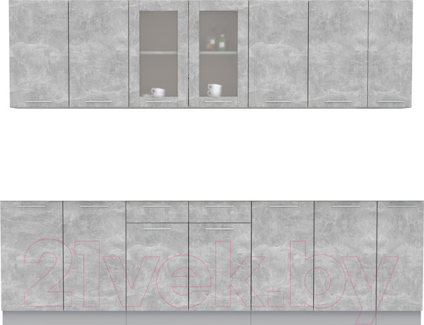 Изображение товара Кухонный гарнитур Интерлиния Мила 27 без столешницы (бетон/бетон)