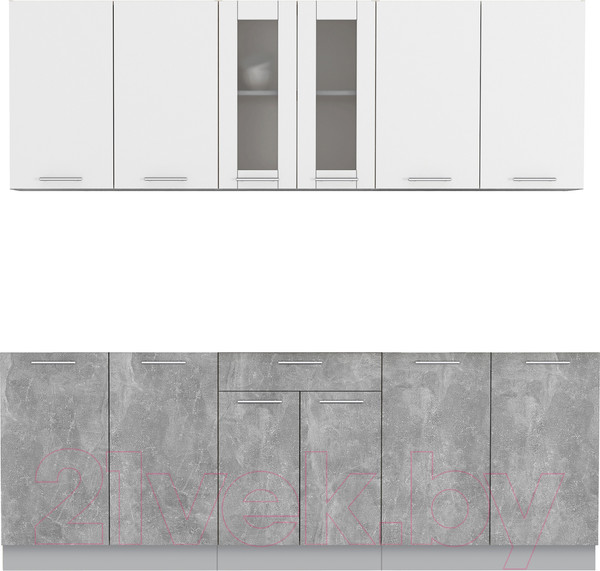 Изображение товара Кухонный гарнитур Интерлиния Мила 22 без столешницы (белый платинум/бетон)