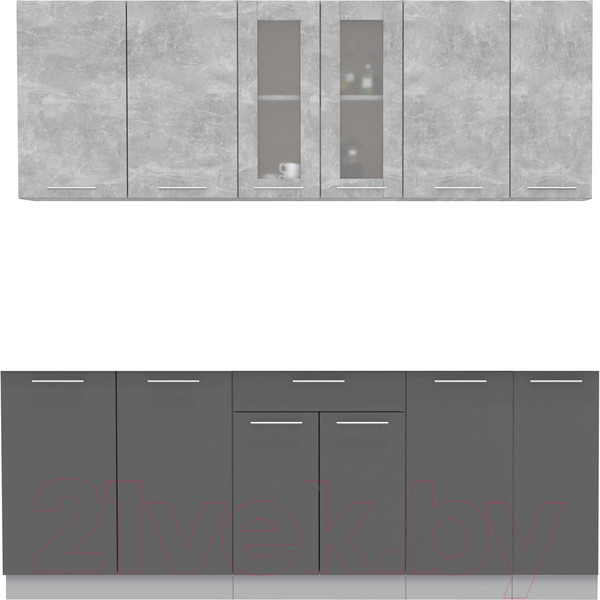 Изображение товара Кухонный гарнитур Интерлиния Мила 21 без столешницы (бетон/антрацит)