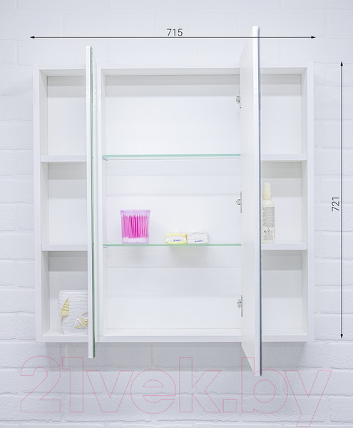 Изображение товара Шкаф с зеркалом для ванной Домино Оскар 70 Идеал