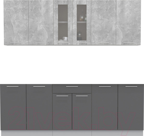 Изображение товара Кухонный гарнитур Интерлиния Мила 22 без столешницы (бетон/антрацит)