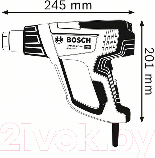 Изображение товара Профессиональный строительный фен Bosch GHG 20-63 Professional (0.601.2A6.201)