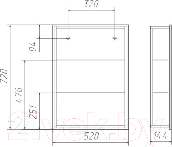 Изображение товара Шкаф с зеркалом для ванной Домино Хеппи 50 Идеал