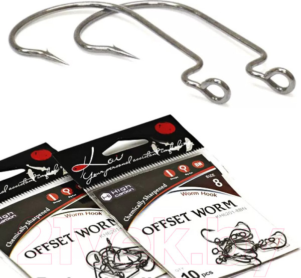 Изображение товара Набор крючков рыболовных KOI Offset Worm 2 INT (10шт, BN)