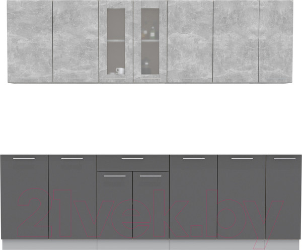 Изображение товара Кухонный гарнитур Интерлиния Мила 25 без столешницы (бетон/антрацит)