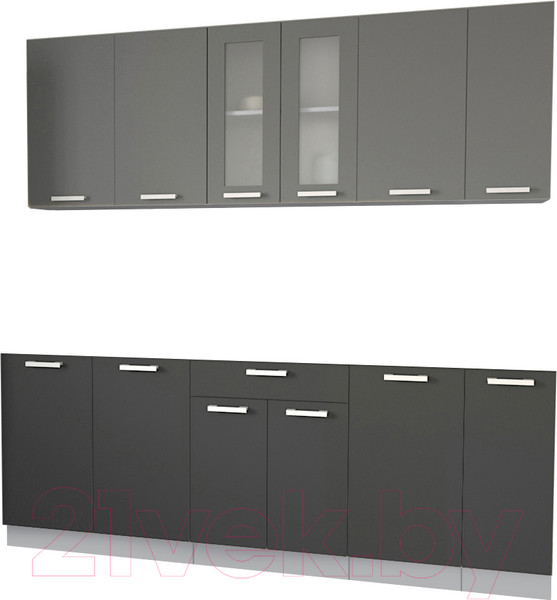 Изображение товара Кухонный гарнитур Интерлиния Мила 21 без столешницы (серебристый/антрацит)