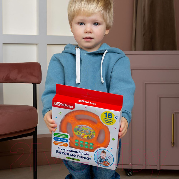 Изображение товара Развивающая игрушка Азбукварик Руль Веселые гонки / 3088 (оранжевый)