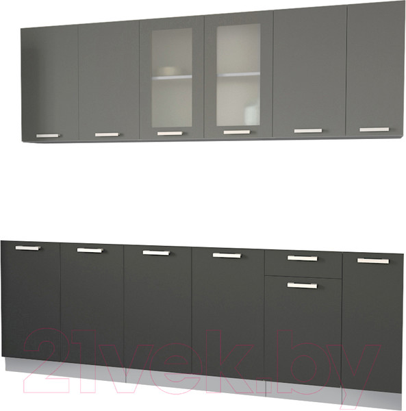 Изображение товара Кухонный гарнитур Интерлиния Мила 23 без столешницы (серебристый/антрацит)