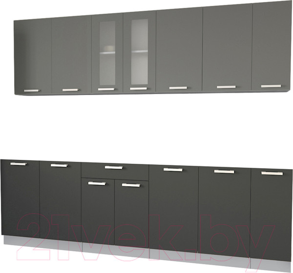 Изображение товара Кухонный гарнитур Интерлиния Мила 25 без столешницы (серебристый/антрацит)