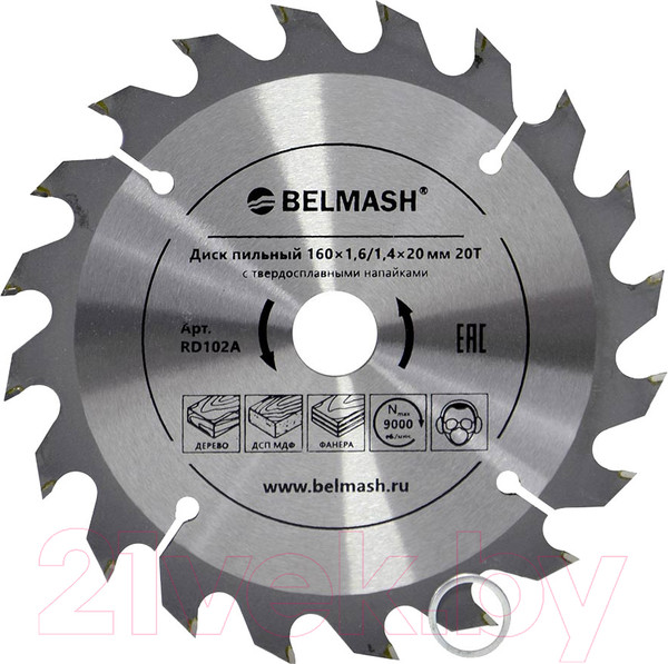 Изображение товара Пильный диск БЕЛМАШ 160x1.6/1.4x20/16 20Т / RD102A