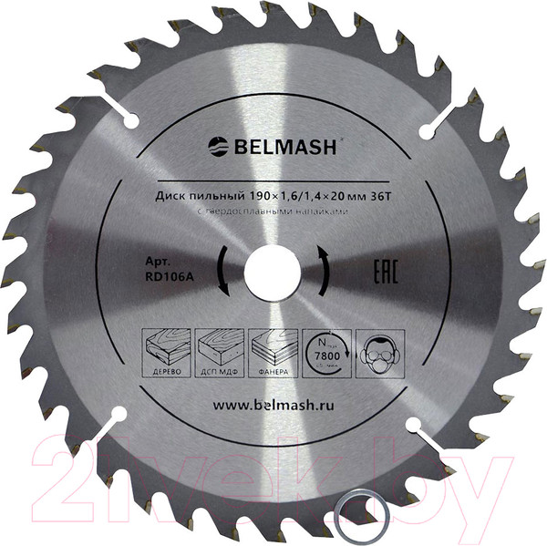 Изображение товара Пильный диск БЕЛМАШ 190x1.6/1.4x20/16 36Т / RD106A