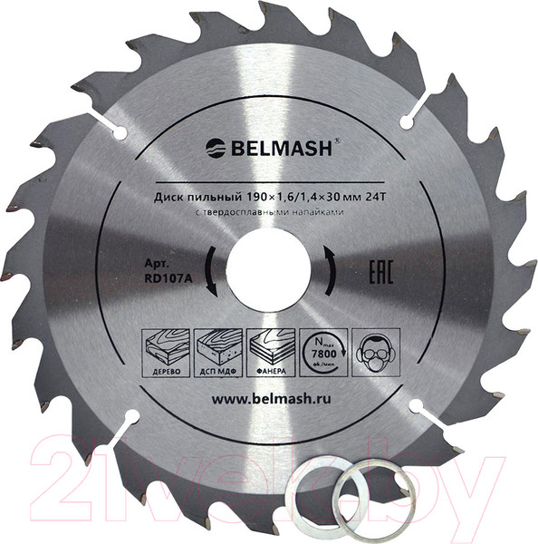 Изображение товара Пильный диск БЕЛМАШ 190x1.6/1.4x30/25.4/22.2 24Т / RD107A