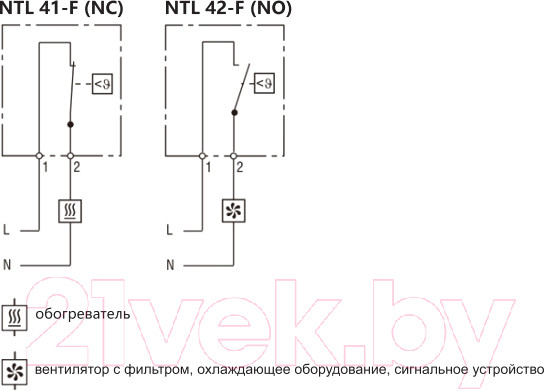 Изображение товара Термостат на DIN-рейку КС NTL 41-F 10А-230В-IP20 / 41NCF01 (обогрев)