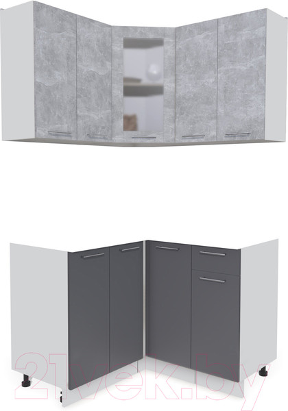 Изображение товара Кухонный гарнитур Интерлиния Мила 12x12 без столешницы (бетон/антрацит)