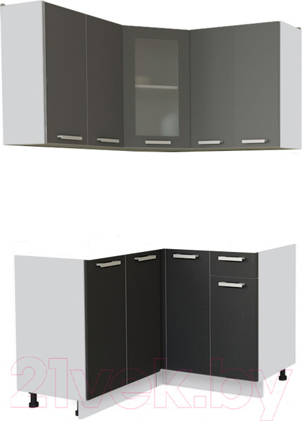 Изображение товара Кухонный гарнитур Интерлиния Мила 12x12 без столешницы (серебристый/антрацит)