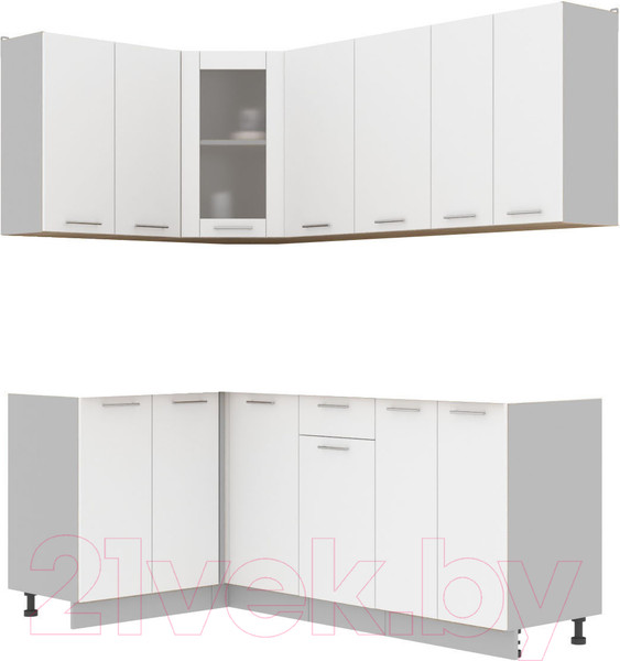 Изображение товара Кухонный гарнитур Интерлиния Мила 12x20 без столешницы (белый платинум)