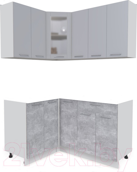 Изображение товара Кухонный гарнитур Интерлиния Мила 12x15 без столешницы (серебристый/бетон)