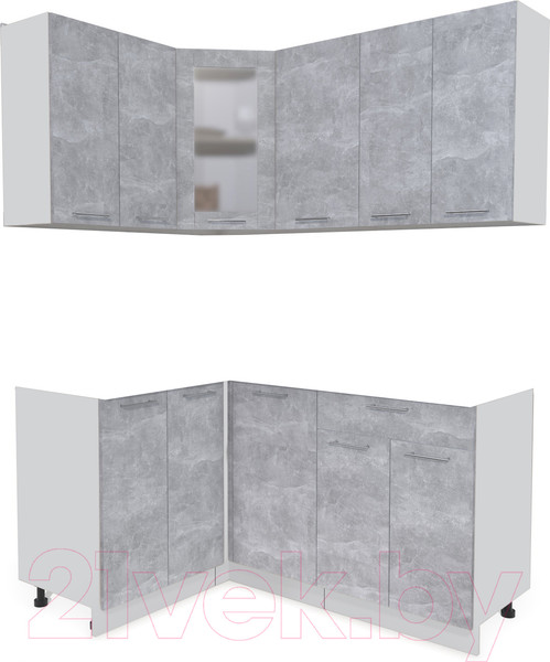 Изображение товара Кухонный гарнитур Интерлиния Мила 12x16 без столешницы (бетон)