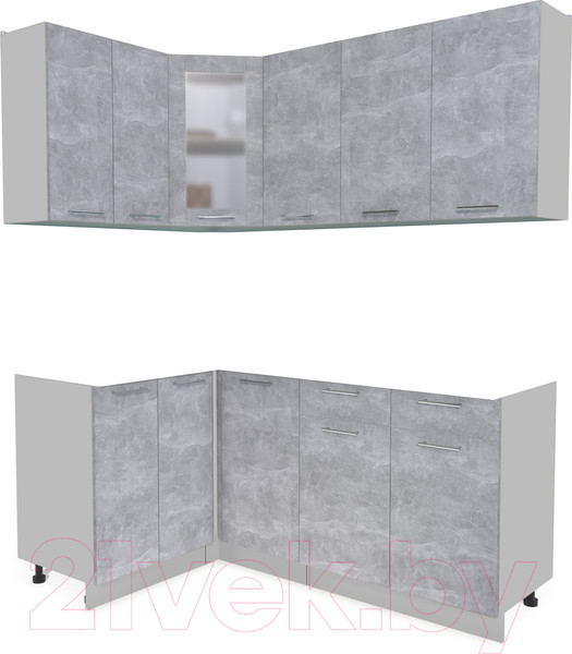 Изображение товара Кухонный гарнитур Интерлиния Мила 12x18 без столешницы (бетон)