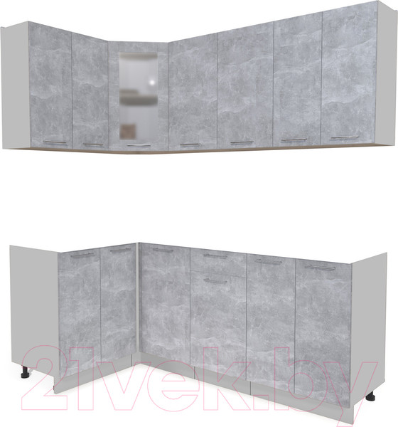 Изображение товара Кухонный гарнитур Интерлиния Мила 12x20 без столешницы (бетон)