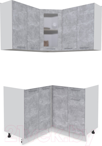 Изображение товара Кухонный гарнитур Интерлиния Мила 12x12 без столешницы (бетон)