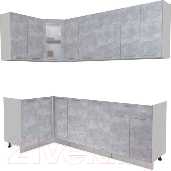 Изображение товара Кухонный гарнитур Интерлиния Мила 12x23 без столешницы (бетон)