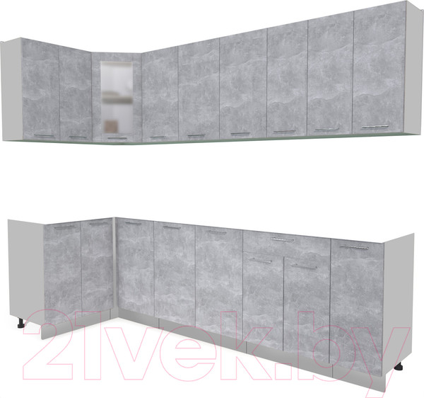 Изображение товара Кухонный гарнитур Интерлиния Мила 12x27 без столешницы (бетон)