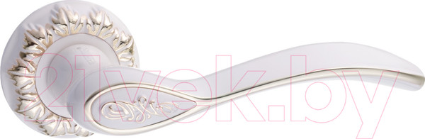 Изображение товара Ручка дверная Ренц Флория / INDH 17-10 W/GP (белый/латунь блестящая)