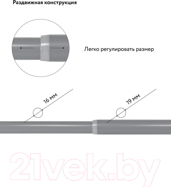 Изображение товара Карниз для штор LEGRAND Цилиндр Раздвижной 1.6-3м 1-но рядный / 58102158 (серый)