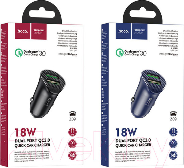 Изображение товара Адаптер питания автомобильный Hoco Z39 (черный)