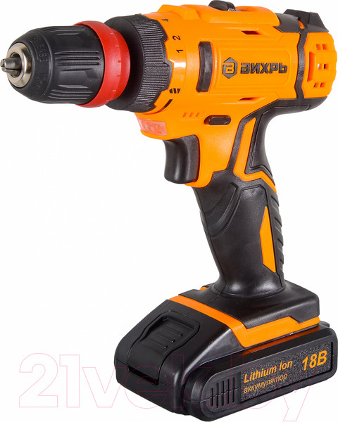 Изображение товара Аккумуляторная дрель-шуруповерт Вихрь ДА-18Л-2КC (72/14/34)